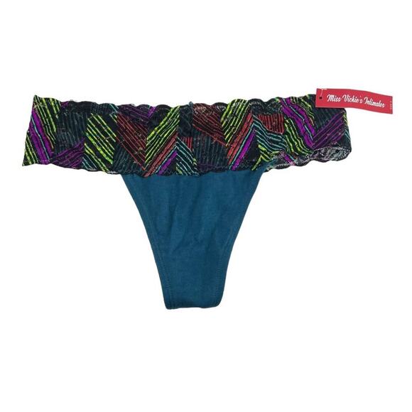 Miss Vickie's Intimates Colorful Lace Waistband Thong Panty Womens Small 5/$25 - Picture 1 of 4